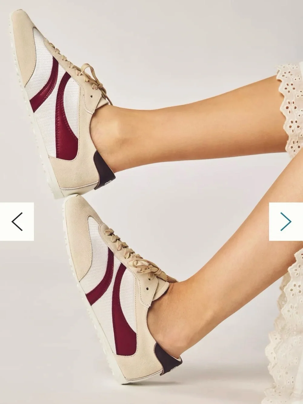 Anthropologie NWT BIBI LOU Sneaker Cream and Burgundy